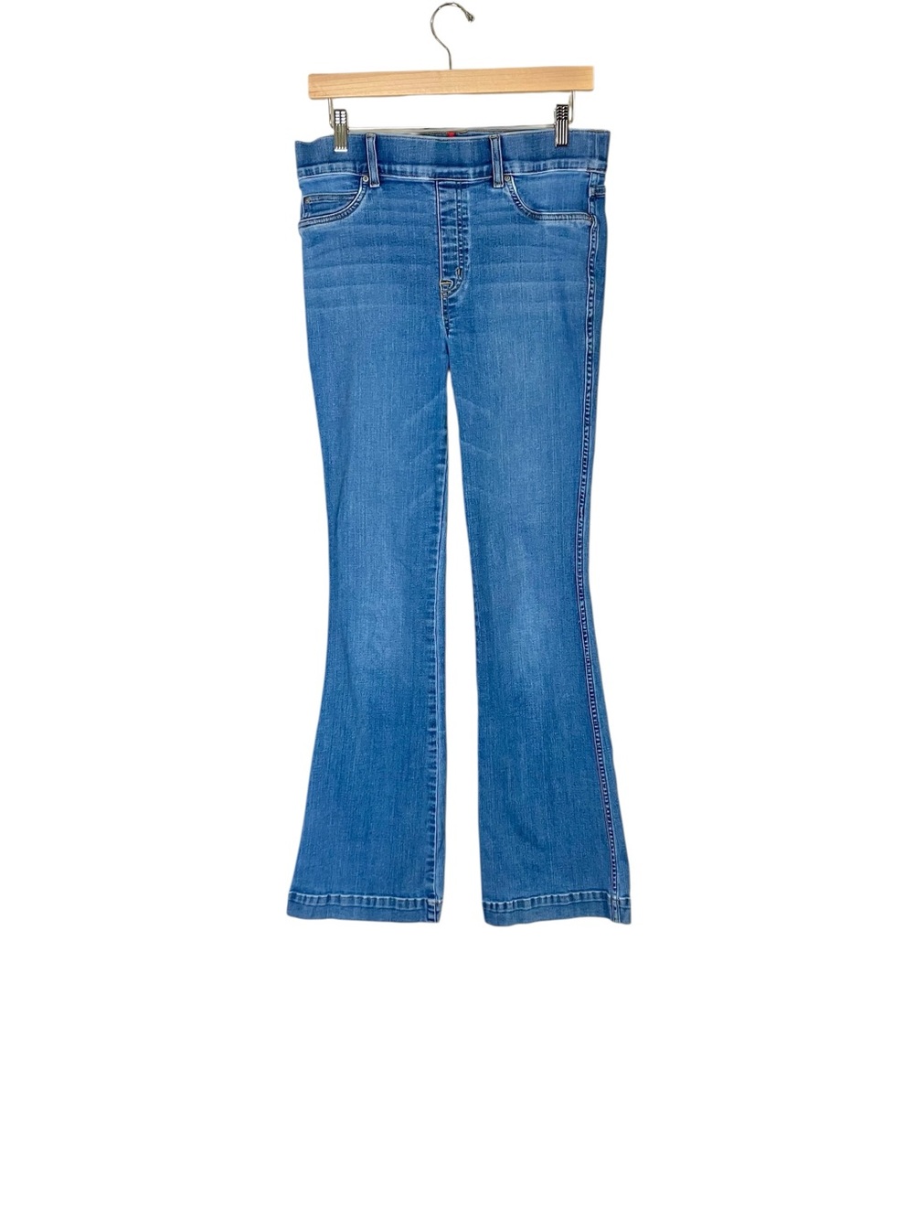 SPANX High Rise Medium Wash Pull On Flare Slimming Jeans Size Large